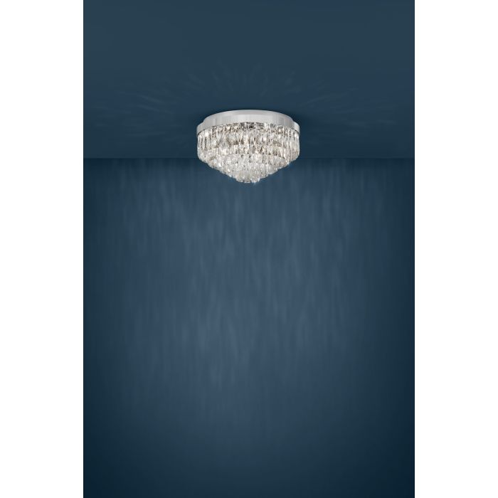 Eglo Valparaiso Vintage Πλαφονιέρα Οροφής με Ντουί E14 με Κρύσταλλα σε Ασημί χρώμα 48cm 39489